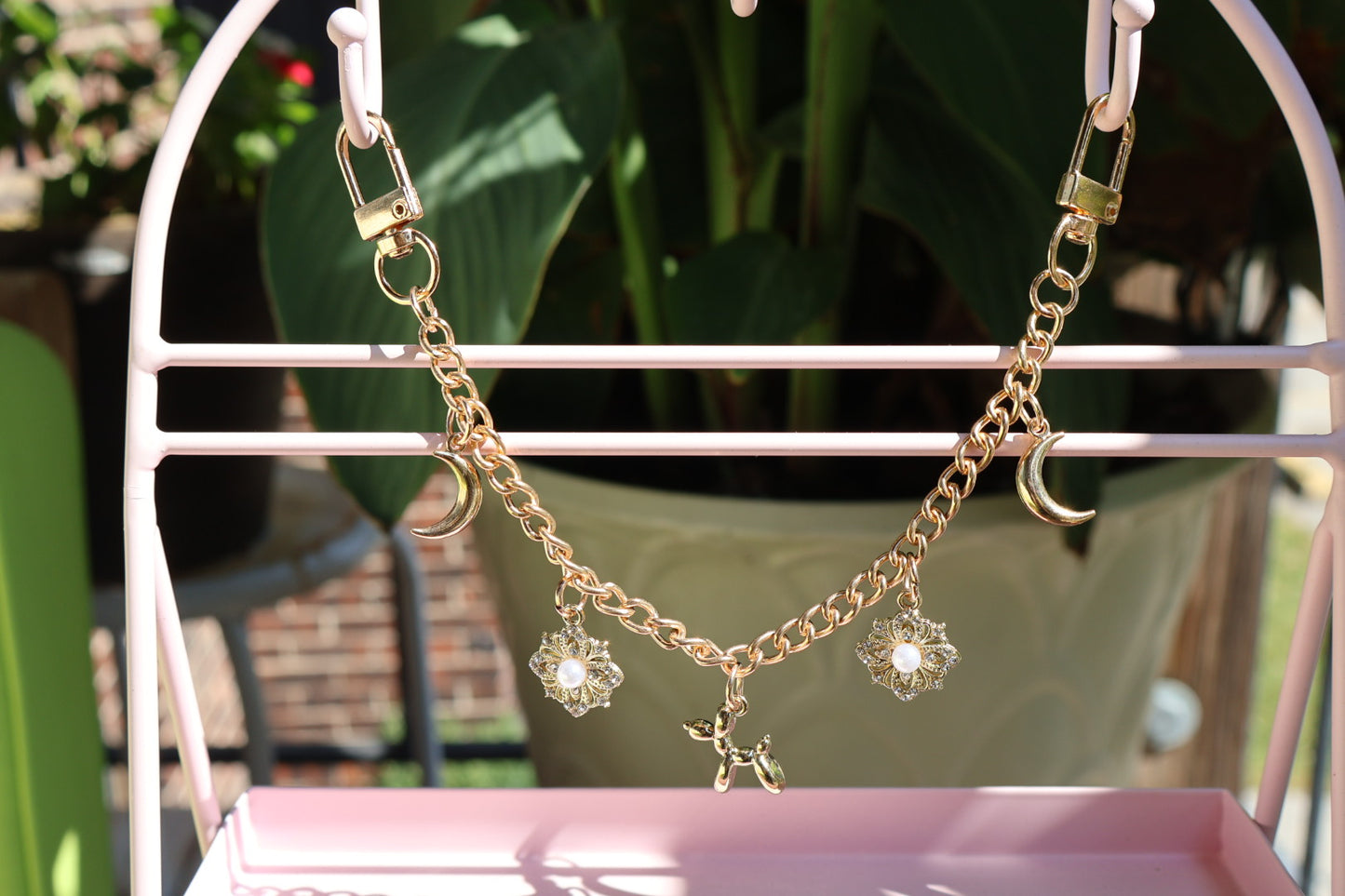 Customized Moon And Flower Charm
