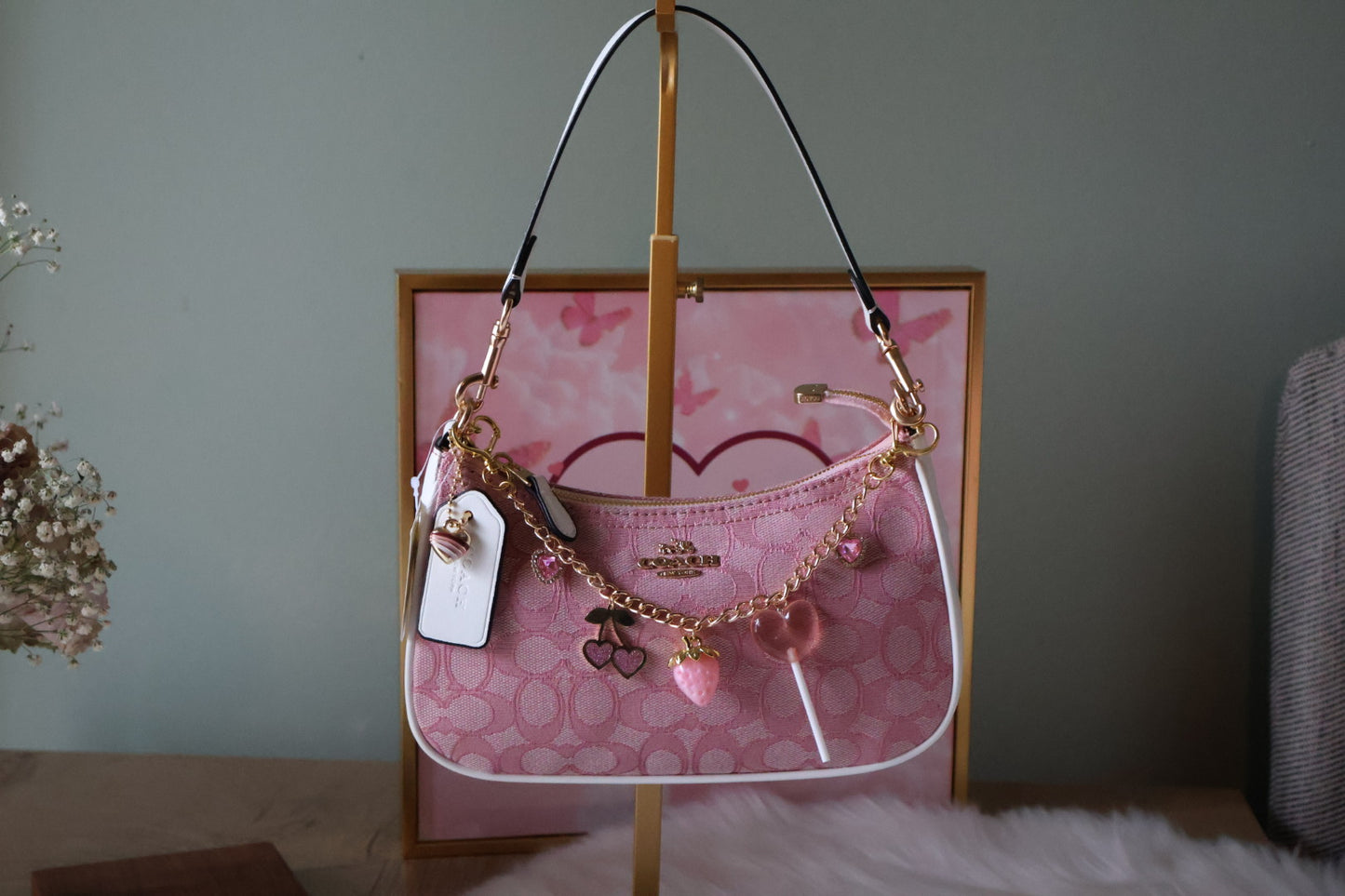 Pink With White Teri (Charms Included)