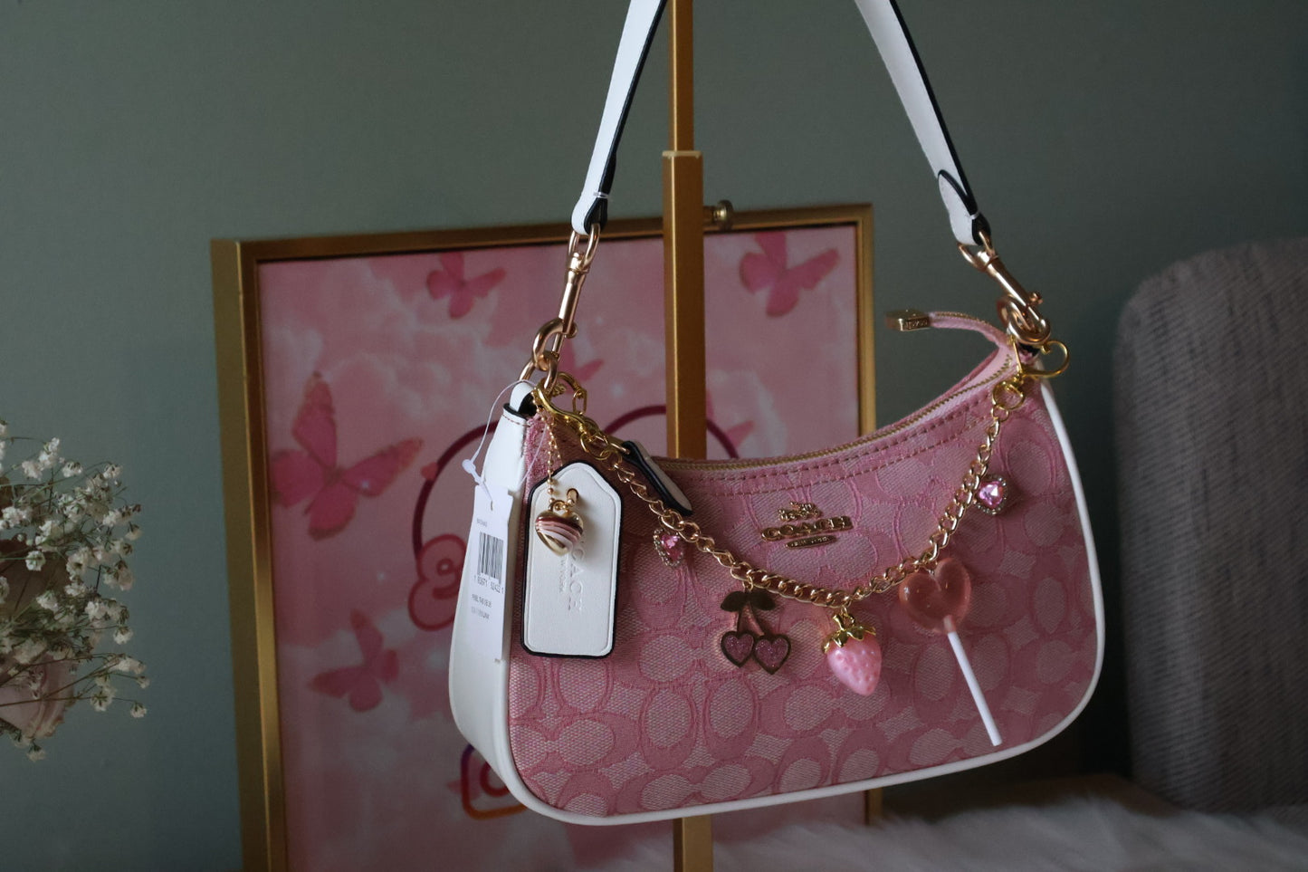 Pink With White Teri (Charms Included)